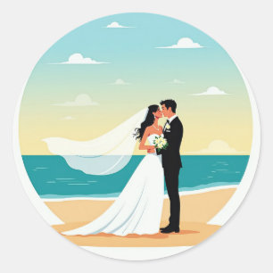 Beach Romance Wedding Sticker