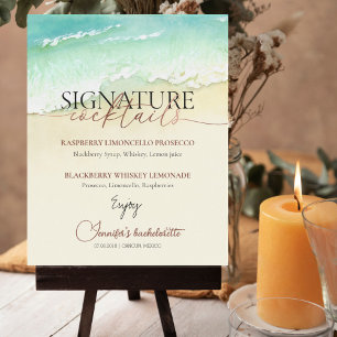Beach Rose Script Bachelorette Cocktails Sign