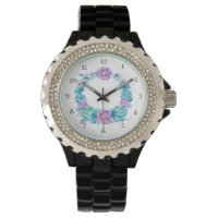 *~* Beach Rose Turquoise Magenta Floral Wreath