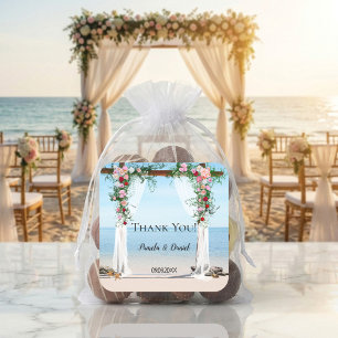 Beach Roses Arbor Wedding Thank You Sticker