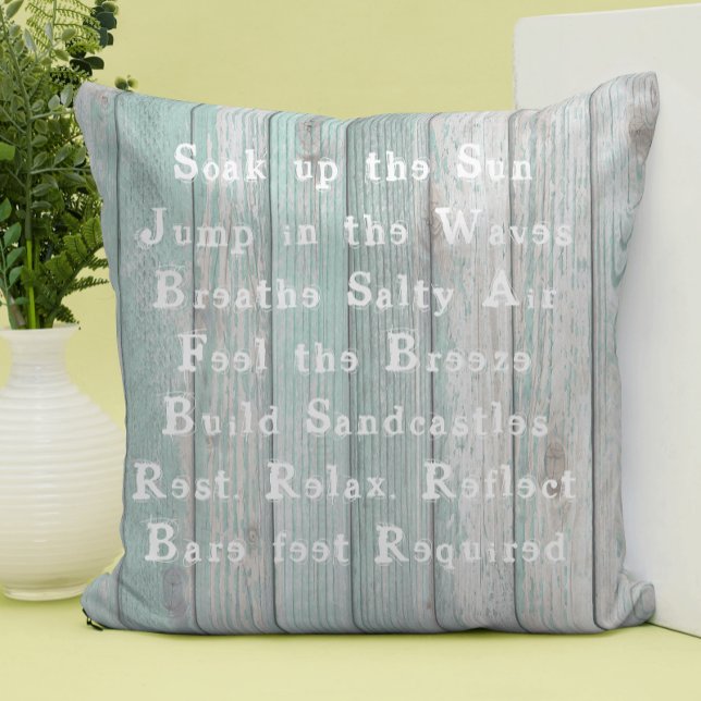 Beach Rules Rustic  Cushion (Creator Uploaded)