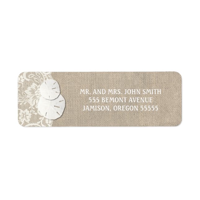 Beach Rustic Burlap Lace Return Address Labels (Front)
