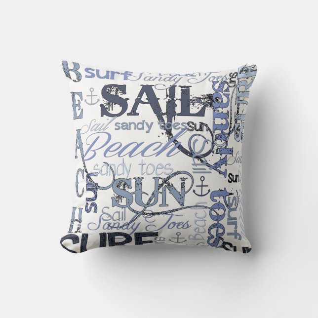 Beach Sail Sun Surf Pillow (Front)