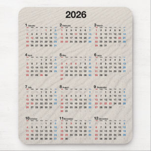 Beach Sand 2026 Calendar  Mouse Pad