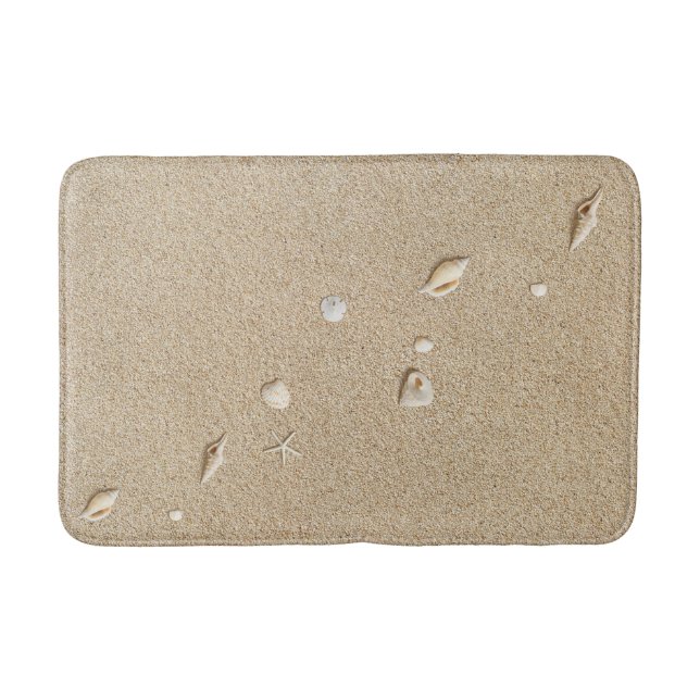 Beach Sand and Seashells  Bath Mat (Front)