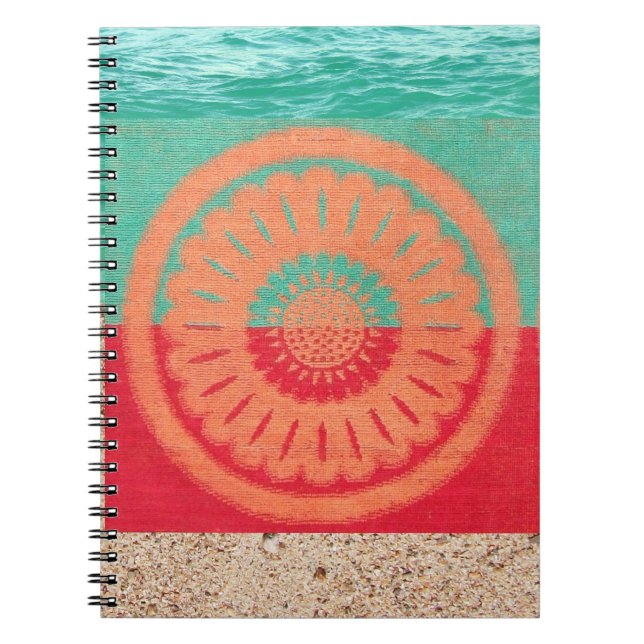 Beach Sand, Beach Towel, Ocean Spiral Notebook (Front)