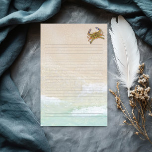 Beach Sand Blue Crab Blank Lined Writing Paper
