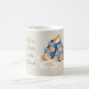 Beach Sand Blue Sandals Coffee Mug