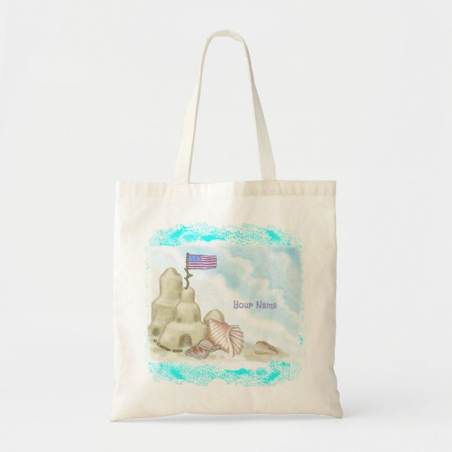 Beach Sand Castle Tote Bag (Front)