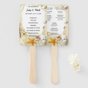 Beach Sand Castle Wedding Program Fans