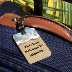 Beach Sand Coastal Monogram Acrylic Luggage Tags