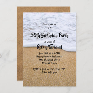 Beach Sand Custom Age Birthday Party Invitation