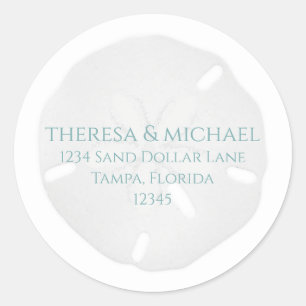Beach Sand Dollar Simple Return Address Classic Round Sticker
