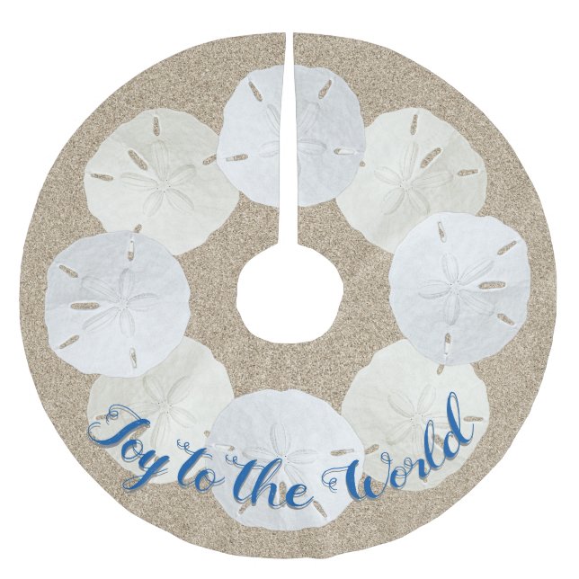 Beach Sand Dollars Custom Christmas Saying Brushed Polyester Tree Skirt (Front)