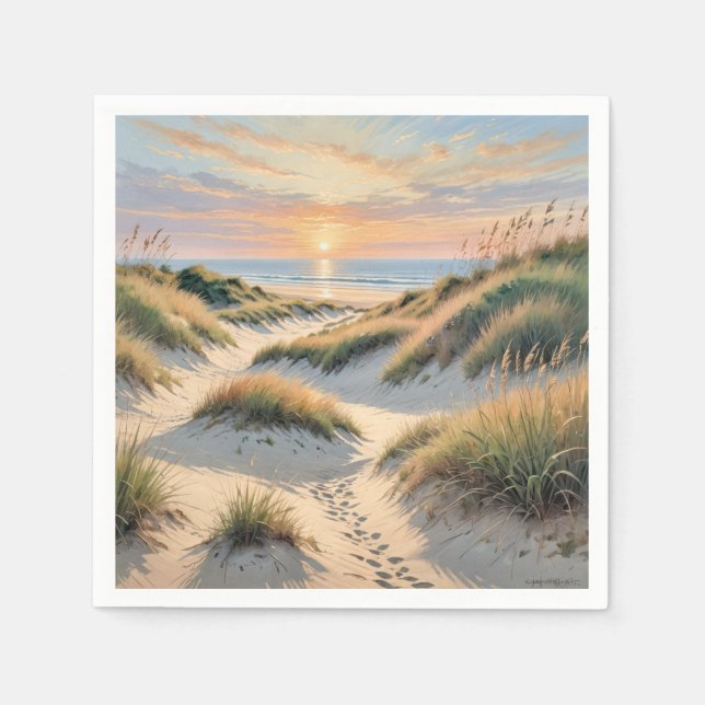 Beach Sand Dune Footprints Napkin (Front)