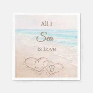 Beach sand dunes hearts Bridal Shower Napkin