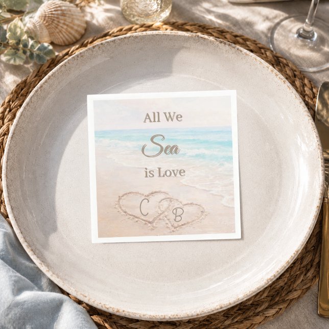 Beach sand dunes hearts wedding napkin (Creator Uploaded)