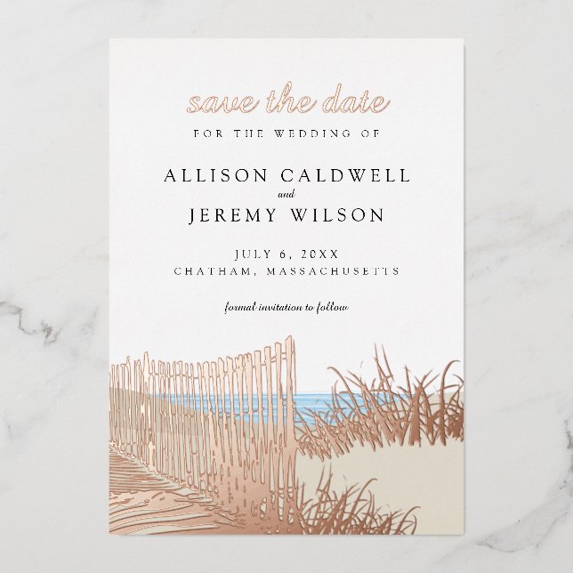 Beach Sand Dunes Wedding Save the Date (Front)