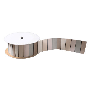 Beach Sand Earth Tone Colour Stripes On Watercolor Satin Ribbon