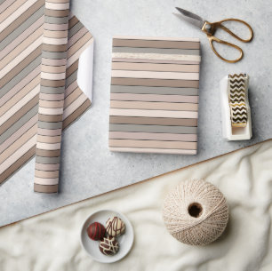 Beach Sand Earth Tone Colour Stripes On Watercolor Wrapping Paper