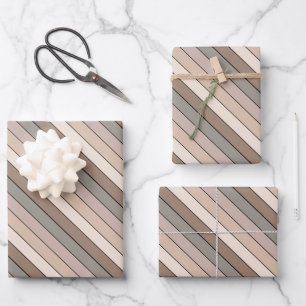 Beach Sand Earth Tone Colour Stripes On Watercolor Wrapping Paper Sheet