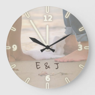 Beach ,Sand,Foots,Waves ,-Personalised Large Clock