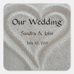 Beach Sand Heart Custom Wedding Stickers