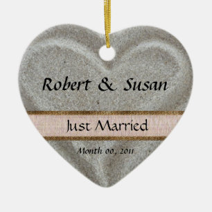 Beach Sand Heart Shaped Wedding Favour Ceramic Tree Decoration