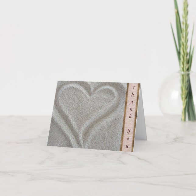 Beach Sand Heart Thank You Card (Front)