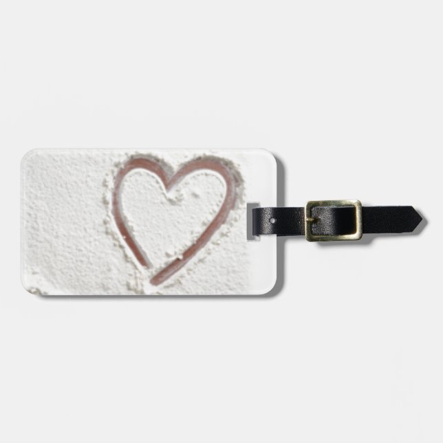 Beach Sand Heart Valentine Luggage Tag (Front Horizontal)