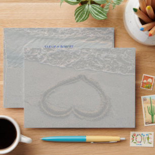Beach Sand Heart Wedding Envelope