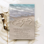 Beach Sand Hearts Elegant Tropical Modern Wedding Invitation<br><div class="desc">Design features an elegant beach with hearts in the sand that you can "draw" the names of your choice in. You can enlarge shorter names or shrink longer names if needed to fit properly within the hearts under the "customise further" link that's below the template demo fields above (use the...</div>