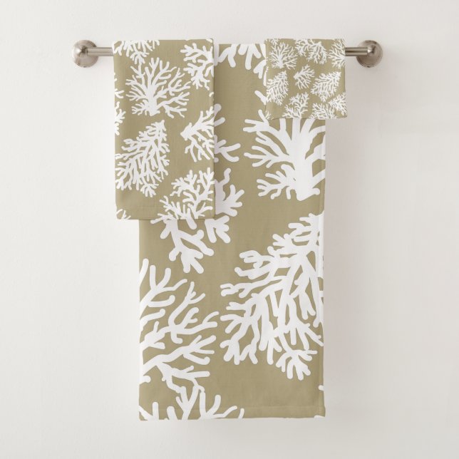 Beach Sand Modern  White Beach Coral  Reef  Bath Towel Set (Insitu)