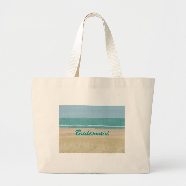 Beach Sand Ocean Scene Bridesmaid or Bride Large Tote Bag (Front)