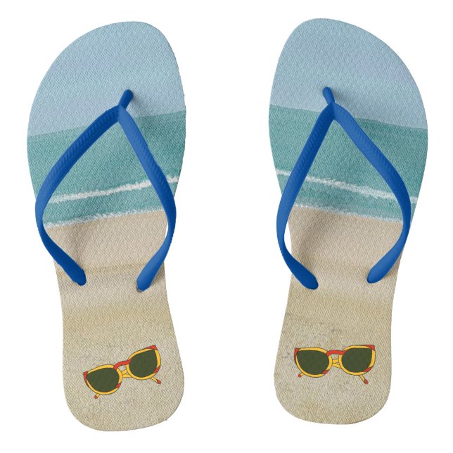 Beach Sand Ocean Sky Sunglass FlipFlops (Footbed)