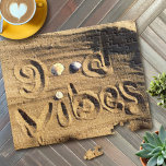 Beach Sand Photo Good Vibes Quote Vacation Modern<br><div class="desc">“Good vibes.” Relax, smell the ocean air, and travel back to your vacation beach days whenever you use this chic, fun, photography jigsaw puzzle of “good vibes” quote hand drawn in beach sand with decorative seashells. Makes a great gift! Comes in a special gift box. You can easily personalise this...</div>