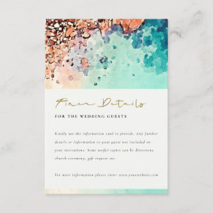 BEACH SAND ROCK WATERCOLOR WEDDING DETAILS ENCLOSURE CARD