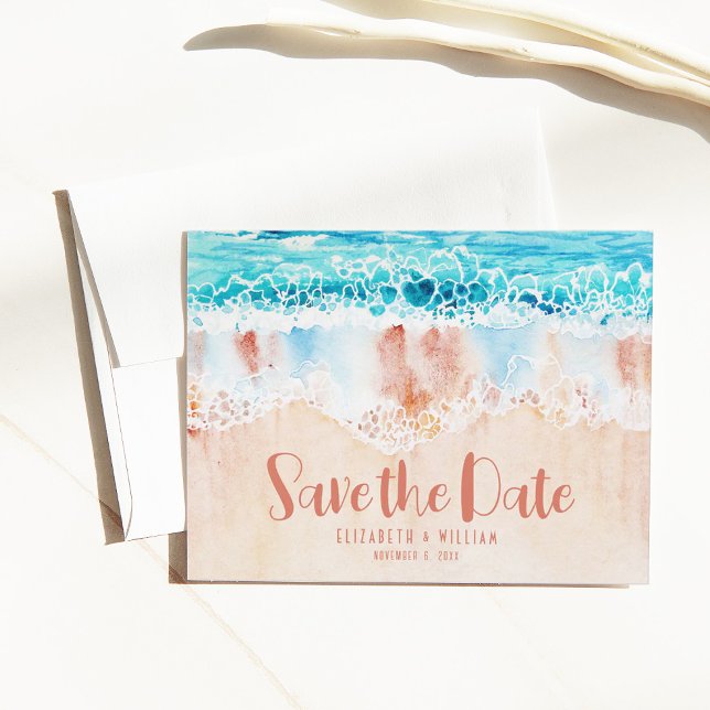 Beach Sand Save The Date Postcard (Creator Uploaded)