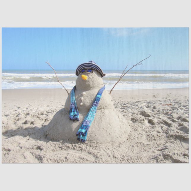 Beach / Sand Sculpture Snowman Christmas  Tissue P Tissue Paper (Front)