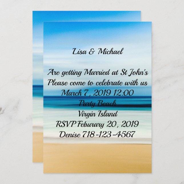 Beach Sand Sea Wedding Invitation (Front/Back)