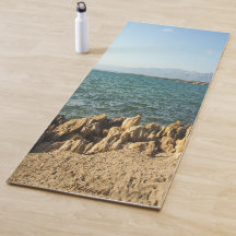 Beach Sand Seaside Text Personalised Yoga Mat
