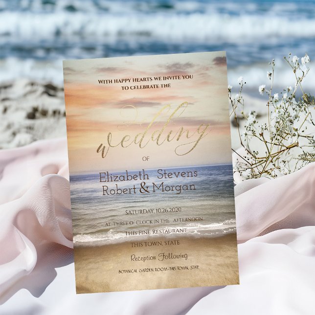  Beach Sand Sky Wedding  Invitation (Creator Uploaded)