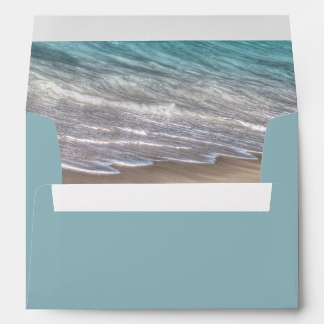 Beach Sand Themed Elegant Tropical Modern Wedding Envelope (Back (Bottom))
