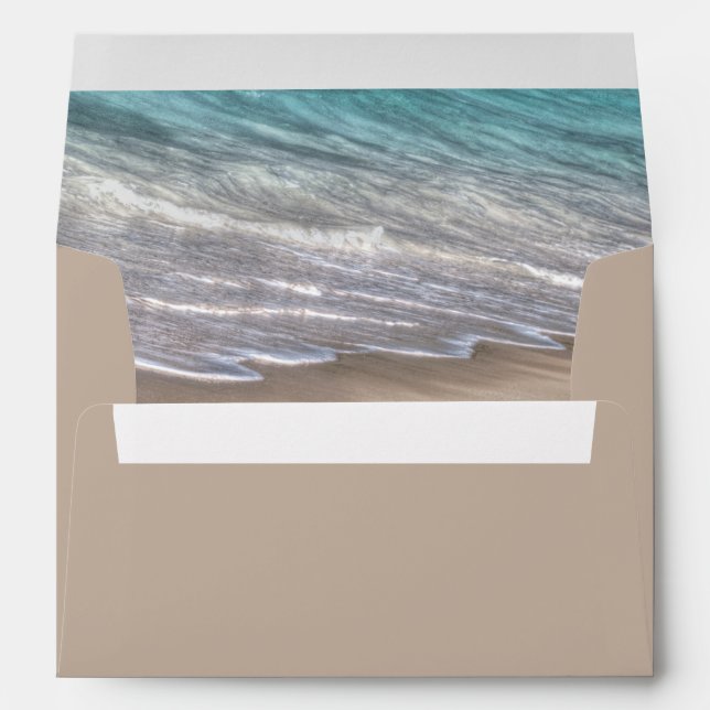 Beach Sand Themed Elegant Tropical Modern Wedding Envelope (Back (Bottom))