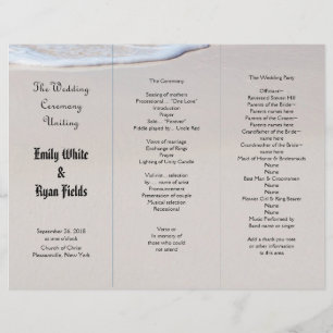 Beach Sand Tri-Fold Wedding Program Template