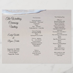 Beach Sand Tri-Fold Wedding Program Template