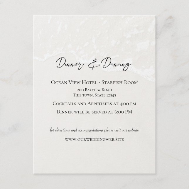 Beach Sand Wedding Reception Card (Front)