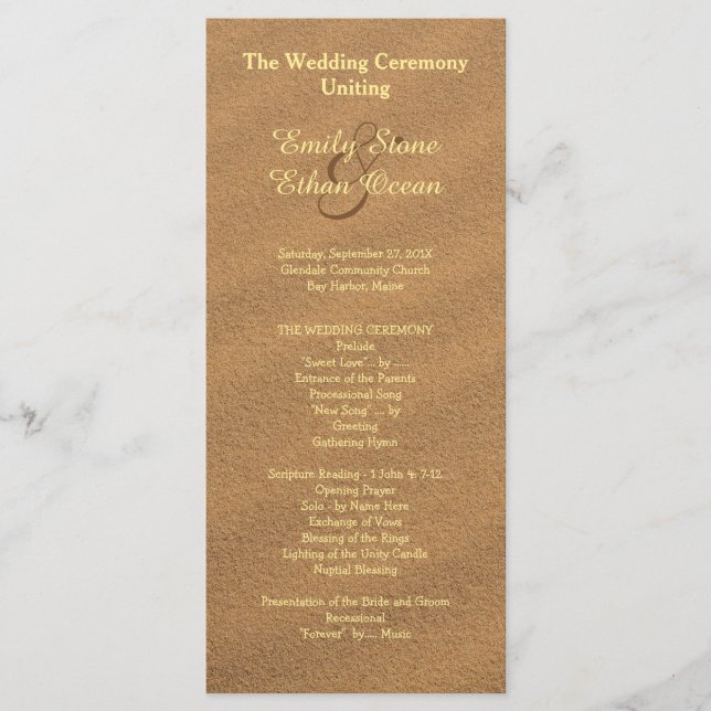 Beach Sand Wedding Tall Program Programme (Front)