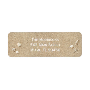 Beach Sand & White Typography Return Address Label