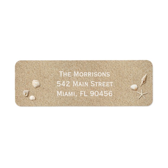 Beach Sand & White Typography Return Address Label (Front)